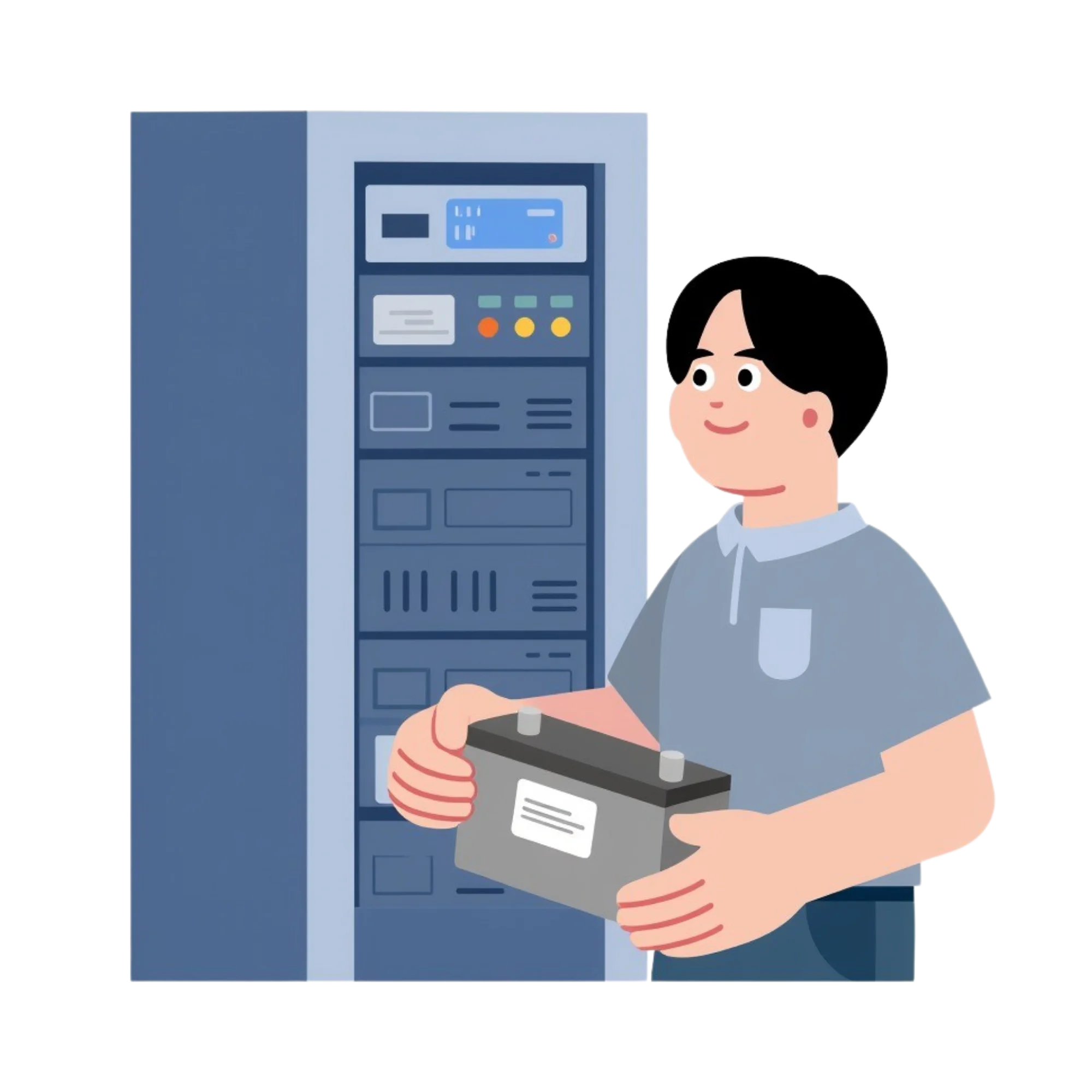 IT technician performing preventive server maintenance for a business